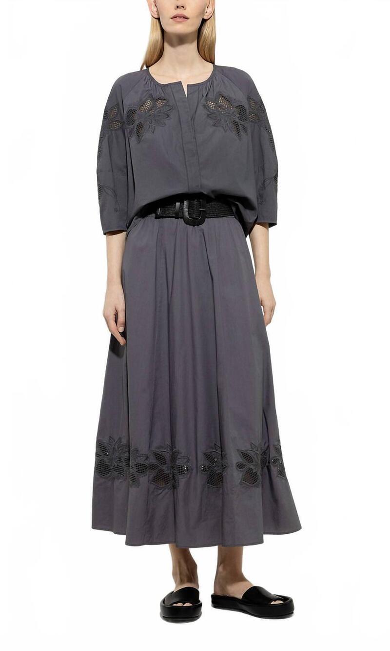 NEW LUISA CERANO embroidered blouse in charcoal